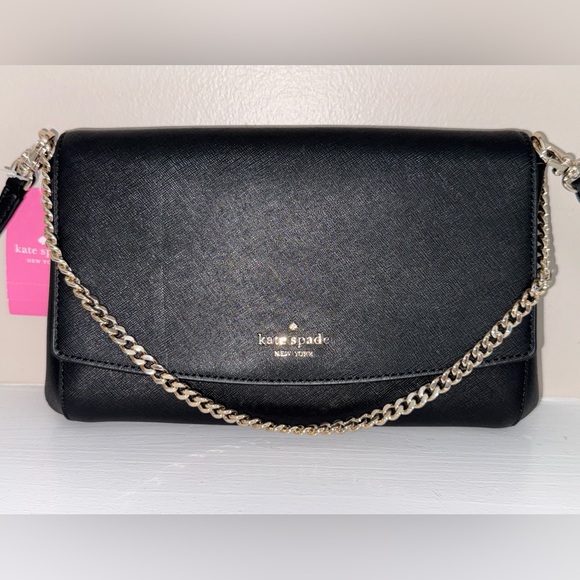 Kate Spade NWT Greer Saffiano black leather gold chain crossbody bag - Picture 5 of 13